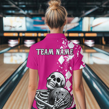 Load image into Gallery viewer, Skull Bowling Shirt for Women Custom Bowling Jersey Bowling Polo Shirt QZT245
