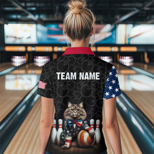 Load image into Gallery viewer, Personalized Patriotic Cat Bowling Shirt Polo American Bowling Jersey for Men Women QZT673
