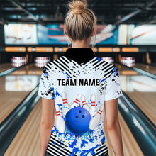 Load image into Gallery viewer, Blue Bowling Shirts Custom Watercolor Bowling Jersey for Men Women with Team Name MBL53