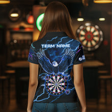 Load image into Gallery viewer, Personalized Thunder Lightning Eagle Blue Darts Shirt Polo &amp; Quarter Zip For Women Dart Team Jersey TDM3580