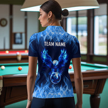 Load image into Gallery viewer, Personalized Blue Eagle Flaming 8 Ball Pool Bliiard Polo &amp; 1/4 Zip, Billiard Shirt for Women Team NNT36
