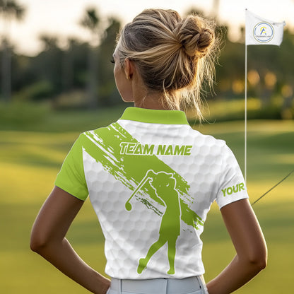 Green and White golf ball pattern Women golf polo shirts custom team womens golf clothes NQS9974