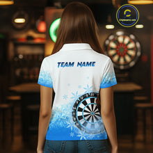Load image into Gallery viewer, Blue Icy Frozen Darts Shirts With Pocket For Women Custom Darts Team Jerseys TDM4035