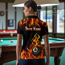 Load image into Gallery viewer, Billiard Fire 8 Ball Flame Custom Women&#39;s Billiard Shirts, Billiard Team Pool Jerseys |Orange TDM4011