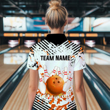 Load image into Gallery viewer, Orange Bowling Shirts Custom Watercolor Bowling Jersey for Men Women with Team Name MBL53