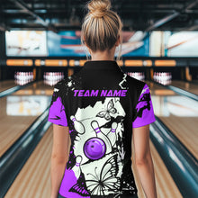 Load image into Gallery viewer, Custom Purple Butterflies Bowling Shirt for Men Women Team Bowling Polo&amp;Quater Zip MBL76