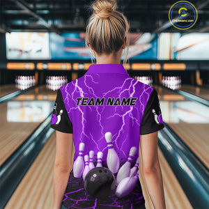 Purple Thunder Lightning & Lava Bowling Shirt for Men Women Team Bowling Jersey MBL92