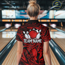 Load image into Gallery viewer, Custom Red Bowling Women Bowling Shirt Polo &amp; Quarter-Zip Bowling Team Jerseys HNT81