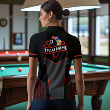 Load image into Gallery viewer, Personalized Billiard 8 Ball &amp; 9 Ball Pool Polo, 1/4 Zip For Women Custom Team Billiard Jerseys |Red TDM3547