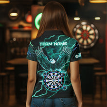 Load image into Gallery viewer, Personalized Thunder Lightning Eagle Turquoise Darts Shirt Polo &amp; Quarter Zip For Women Dart Jerseys TDM3579