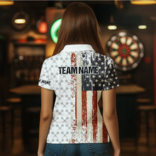 Load image into Gallery viewer, Grunge Retro US Flag Custom Darts Shirt For Women, Darts Jersey Pocket Option TDM3797