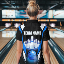 Load image into Gallery viewer, Blue Bowling Shirt for Men and Women Bowling Jersey with Team Bowling Polo &amp; 1/4 Zip MBL42