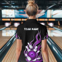 Load image into Gallery viewer, Purple Flame Bowling Polo Shirts for Men And Women Custom Bowling Team Jerseys Unisex BDT477