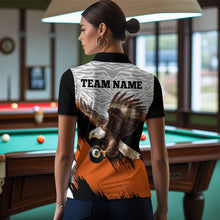 Load image into Gallery viewer, Funny Eagle Personalized Orange Camo Billiard 8 Ball Team Shirts For Women Billiard League Polo &amp; 1/4 Zip Shirt NNT28