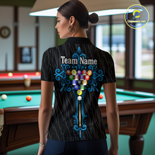 Load image into Gallery viewer, Custom Blue Baroque Pattern Ball Pool Billiard Shirts for Women Team Polo &amp; 1/4 Zip Shirts NNT60
