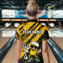 Load image into Gallery viewer, Custom Funny Beer Bowling Shirt Team Bowling League Jersey for Women Polo &amp; 1/4-Zip QZT759