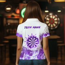Load image into Gallery viewer, Purple Icy Light White Darts Polo &amp; Quarter Zip Custom Dart Shirts For Women Team Darts Jerseys  TDM3684