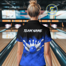 Load image into Gallery viewer, Blue Smoke Bowling Shirts for Men Women Team Personalized Bowling Polo and Quarter Zip MBL130