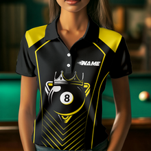 Load image into Gallery viewer, Customized Yellow 8 Ball Pool Crown Women&#39;s Billiard Shirts, Billiard Team Shirts Polo &amp; 1/4 Zip Shirts NNT37