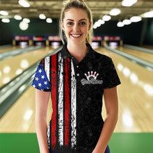 Load image into Gallery viewer, American Flag Bowling Custom Women Bowling Shirt Polo &amp; Quarter-Zip Bowling Team Jerseys HNT52