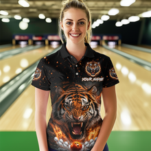 Load image into Gallery viewer, Custom Flame Tiger Bowling Shirt Orange Polo Bowling Jersey for Men and Women Gifts QZT639