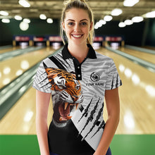 Load image into Gallery viewer, Black &amp; White Bowling Shirt Tiger Bowling Team Jersey Polo Bowling for Men &amp; Women QZT641