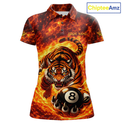 Red Flames Wolf Claw Hold 8 Ball 3D Unique Billiard Shirt For Women Personalized Pool Balls Shirts NYN2651