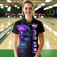 Load image into Gallery viewer, Purple Skull Bowling Custom Women Bowling Shirt Polo &amp; Quarter-Zip Bowling Team Jerseys HNT51