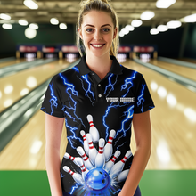 Load image into Gallery viewer, Thunder Lightning Blue Bowling Shirt Custom Bowling Jersey for Men Women Team MBL66