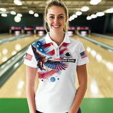Load image into Gallery viewer, Patriotic Eagle Bowling Shirts American Flag Bowling Polo &amp; 1/4 Shirt for Men Women MBL12