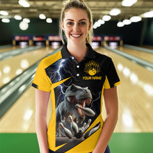 Load image into Gallery viewer, Yellow &amp; Black Thunder Bowling Shirts Custom Bowling Polo Jersey for Men Women QZT669