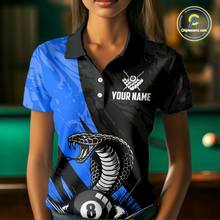 Load image into Gallery viewer, Custom Blue Cobra Snake 8 Ball Pool Billiard Shirts for Women Team Polo &amp; 1/4 Zip Shirts NNT57