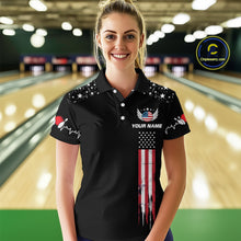Load image into Gallery viewer, American Flag Bowling Custom Women Bowling Shirt Polo &amp; Quarter-Zip Bowling Team Jerseys HNT54