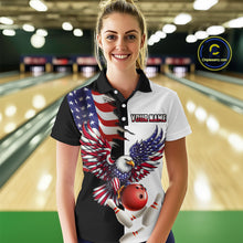 Load image into Gallery viewer, American Eagle Polo Bowling Shirt Custom Black &amp; White Bowling Jersey for Men And Women QZT686