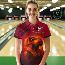 Load image into Gallery viewer, Red Dinosaur Bowling Custom Women Bowling Shirt Polo &amp; Quarter-Zip Bowling Team Jerseys HNT72