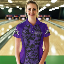 Load image into Gallery viewer, Personalized Camo Bowling Jersey Women Bowling Team Shirt Custom Bowling Polo Shirt BDT327