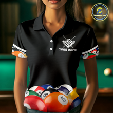 Load image into Gallery viewer, Custom Black 8 Ball Billiard Shirts for Women Billiard Team Shirts Billiard League Polo &amp; 1/4 Zip NNT75