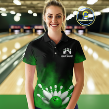 Load image into Gallery viewer, Green Smoke Bowling Shirts for Men Women Team Personalized Bowling Polo and Quarter Zip MBL130