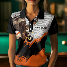 Load image into Gallery viewer, Funny Eagle Personalized Orange Camo Billiard 8 Ball Team Shirts For Women Billiard League Polo &amp; 1/4 Zip Shirt NNT28