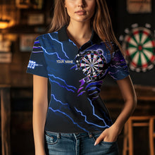 Load image into Gallery viewer, Personalized Thunder Lightning Eagle Blue Darts Shirt Polo &amp; Quarter Zip For Women Dart Team Jersey TDM3580