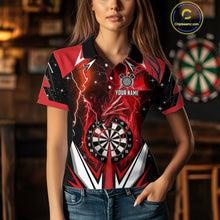 Load image into Gallery viewer, Red Darts Jerseys Custom Thunder Lightning Dragon Dart Shirt Team Polo &amp; Quarter Zip For Women TDM4315