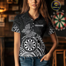 Load image into Gallery viewer, Custom White Black Tribal Dartboard Butterfly Darts Shirts For Women, Darts Team Jerseys Outfit TDM3988
