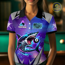 Load image into Gallery viewer, Personalized Shark 8 Ball Pool Billiard Shirt For Women Custom Purple Blue Billiard Team Jersey TDM4367