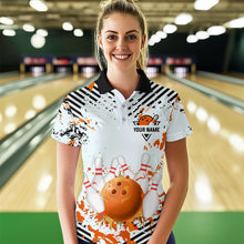 Load image into Gallery viewer, Orange Bowling Shirts Custom Watercolor Bowling Jersey for Men Women with Team Name MBL53