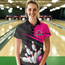 Load image into Gallery viewer, Pink Bowling Shirt for Men&amp;Women Team Bowling Jersey Colorful Bowling Polo &amp; 1/4 Zip MBL49