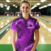 Load image into Gallery viewer, Thunder Lightning Bowling Shirt Purple Bowling Jersey Men Women Team Bowling Shirts MBL64
