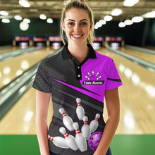 Load image into Gallery viewer, Purple Bowling Shirt for Men&amp;Women Team Bowling Jersey Colorful Bowling Polo &amp; 1/4 Zip MBL49