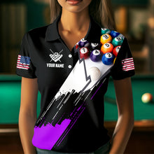 Load image into Gallery viewer, Personalized Black Purple 3D Pool Balls Billiard Shirts For Women Custom Team 8 Ball Billiard Jerseys TDM3576