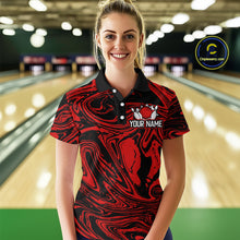 Load image into Gallery viewer, Custom Red Bowling Women Bowling Shirt Polo &amp; Quarter-Zip Bowling Team Jerseys HNT81