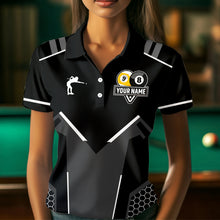 Load image into Gallery viewer, Personalized 8 Ball &amp; 9 Ball Pool Billiard Polo, 1/4 Zip For Women Custom Team Billiard Jersey |White TDM3547